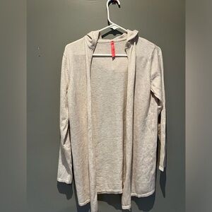 Ruby Ribbon hooded long knit cardigan